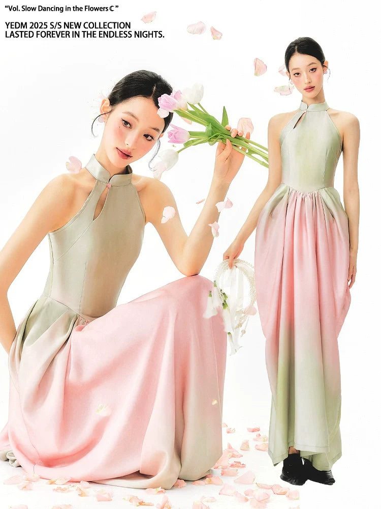 YEDM Gradual Change Tulip Bud Neck Dress