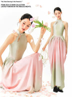 YEDM Gradual Change Tulip Bud Neck Dress