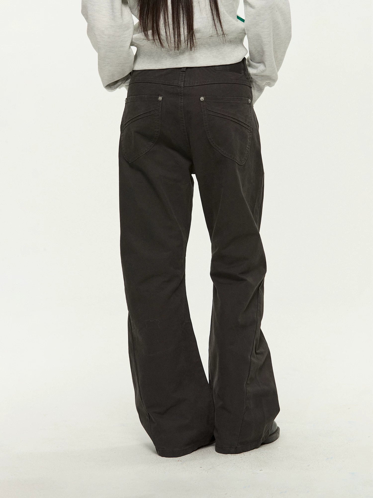 Mr. Jiangnan NewJNXS Retro Distressed Cotton Twill Bootcut Jeans