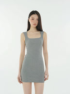 Jim Kennet Square Neck Sleeveless Slim Fit Elastic Hip Wrap Dress