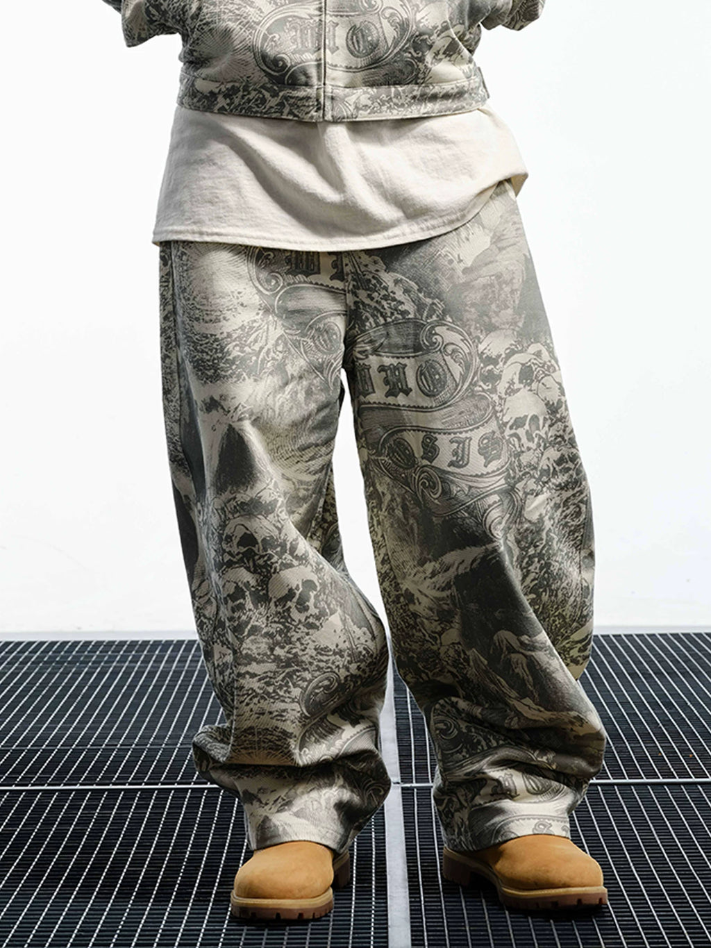WHOOSIS Full-Print Suit Overalls Straight Pants