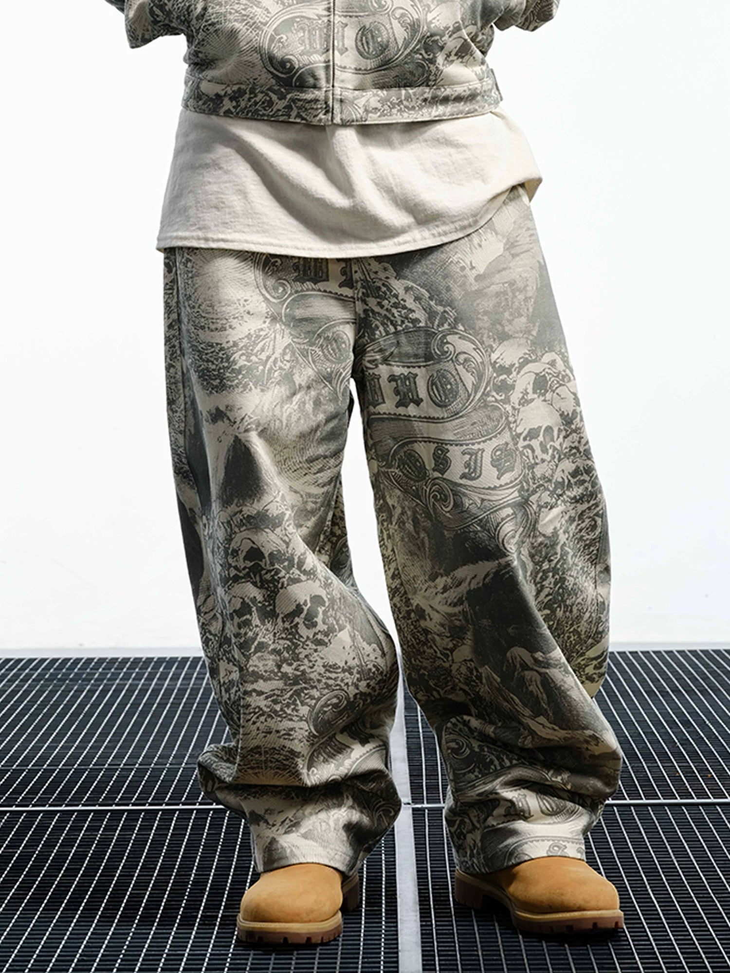WHOOSIS Full-Print Suit Overalls Straight Pants