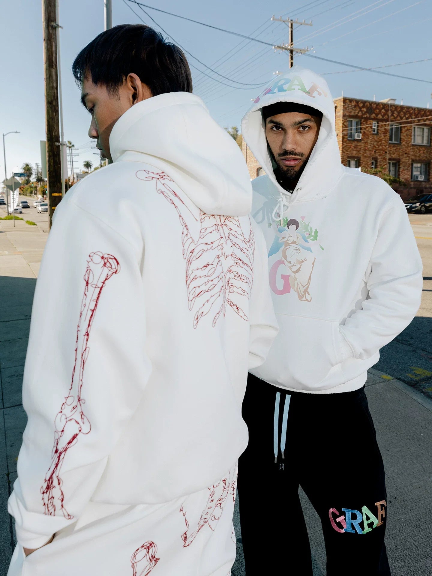 GRAF Rib Embroidered Versatile Double Hooded Sweater