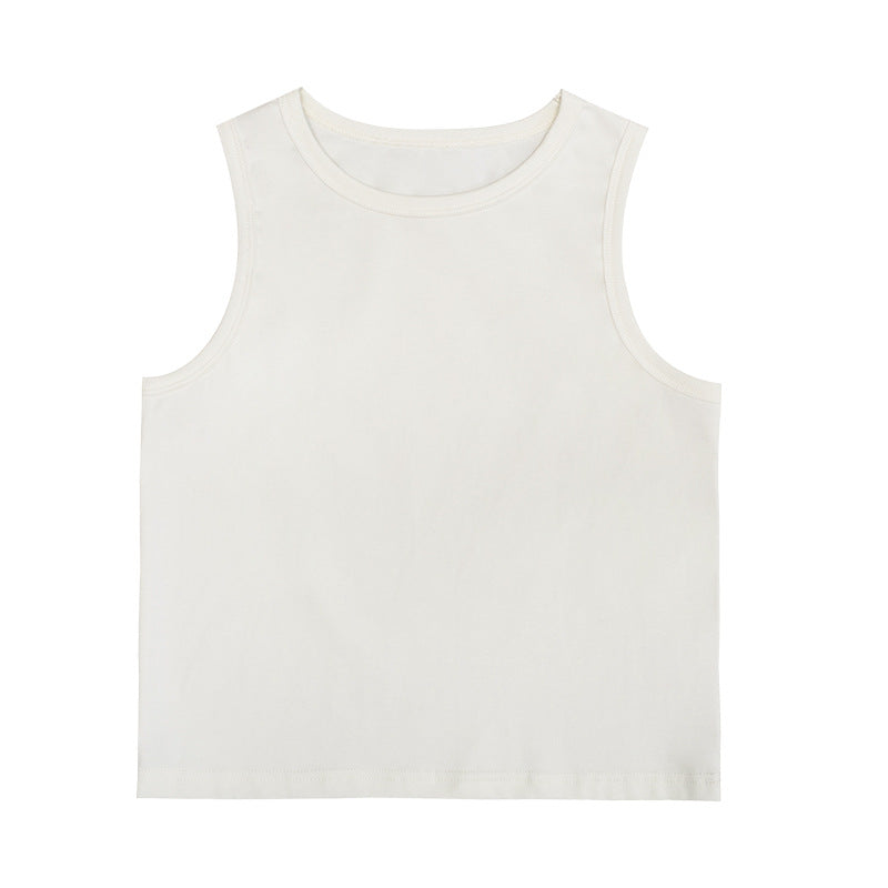 UNF round neck slim-fitting outer Crop Top Tee