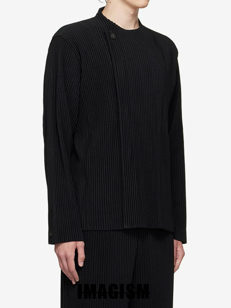 IMAGISM Japanese Non Miyake Pleated Collarless Suit Jacket JD166