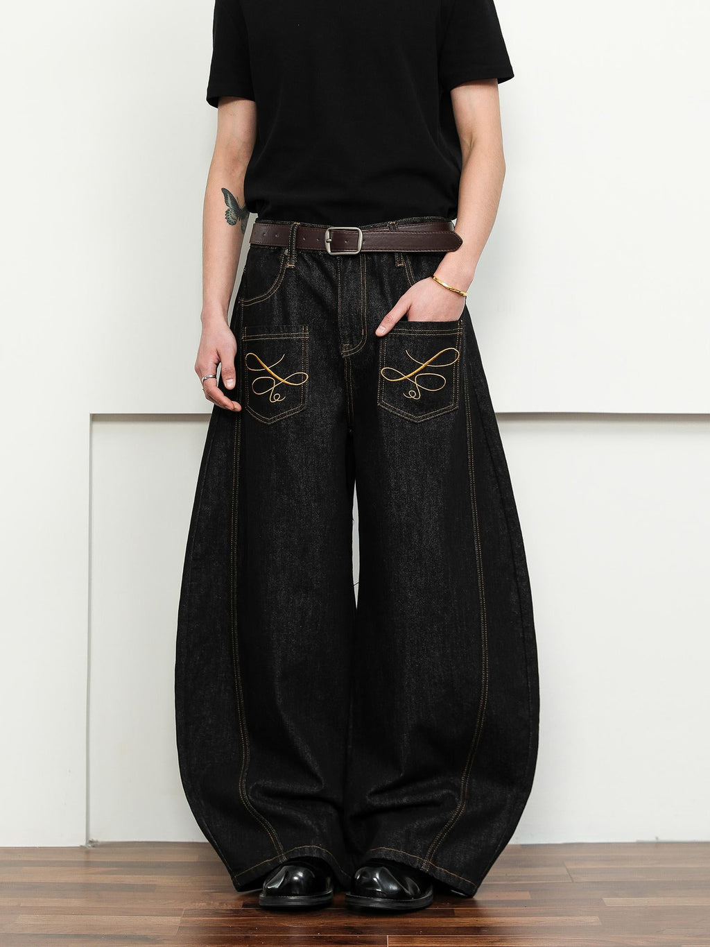 FLYOFF nìche premium sense reverse pocket scimitar JAPANESE RAW DENIM jeans