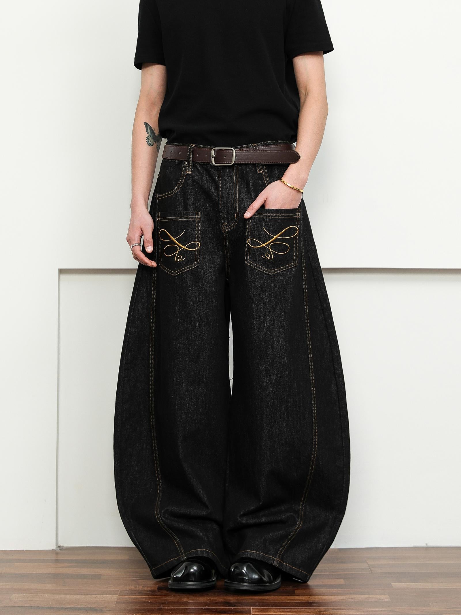 FLYOFF nìche premium sense reverse pocket scimitar JAPANESE RAW DENIM jeans