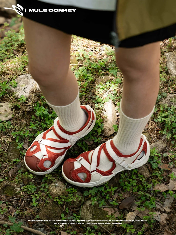 Donkey Hollow Color Matching Velcro Thick-soled Breathable Mountaineering Shoes