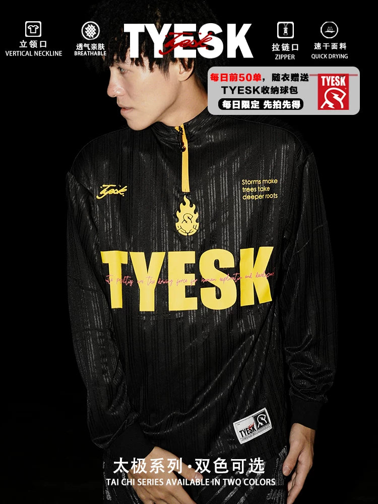 TYESK Blazing Tai Chi Stand Collar Long Sleeve Top
