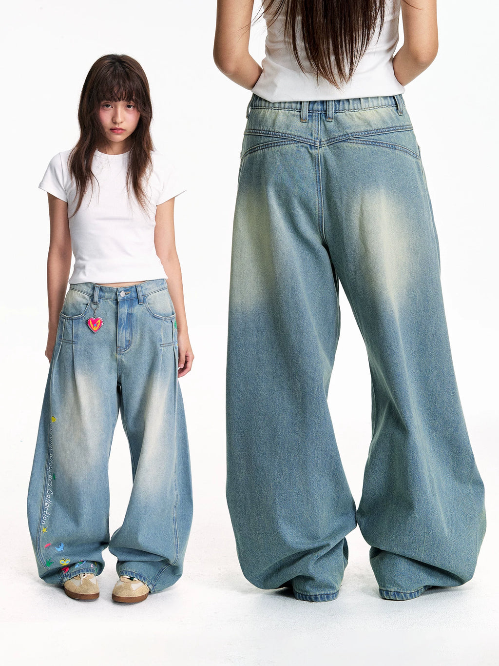 Mr. Jiangnan NewJNXS Park Elopement Wide Embroidered Scimitar Jeans