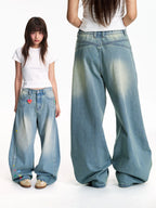 Mr. Jiangnan NewJNXS Park Elopement Wide Embroidered Scimitar Jeans