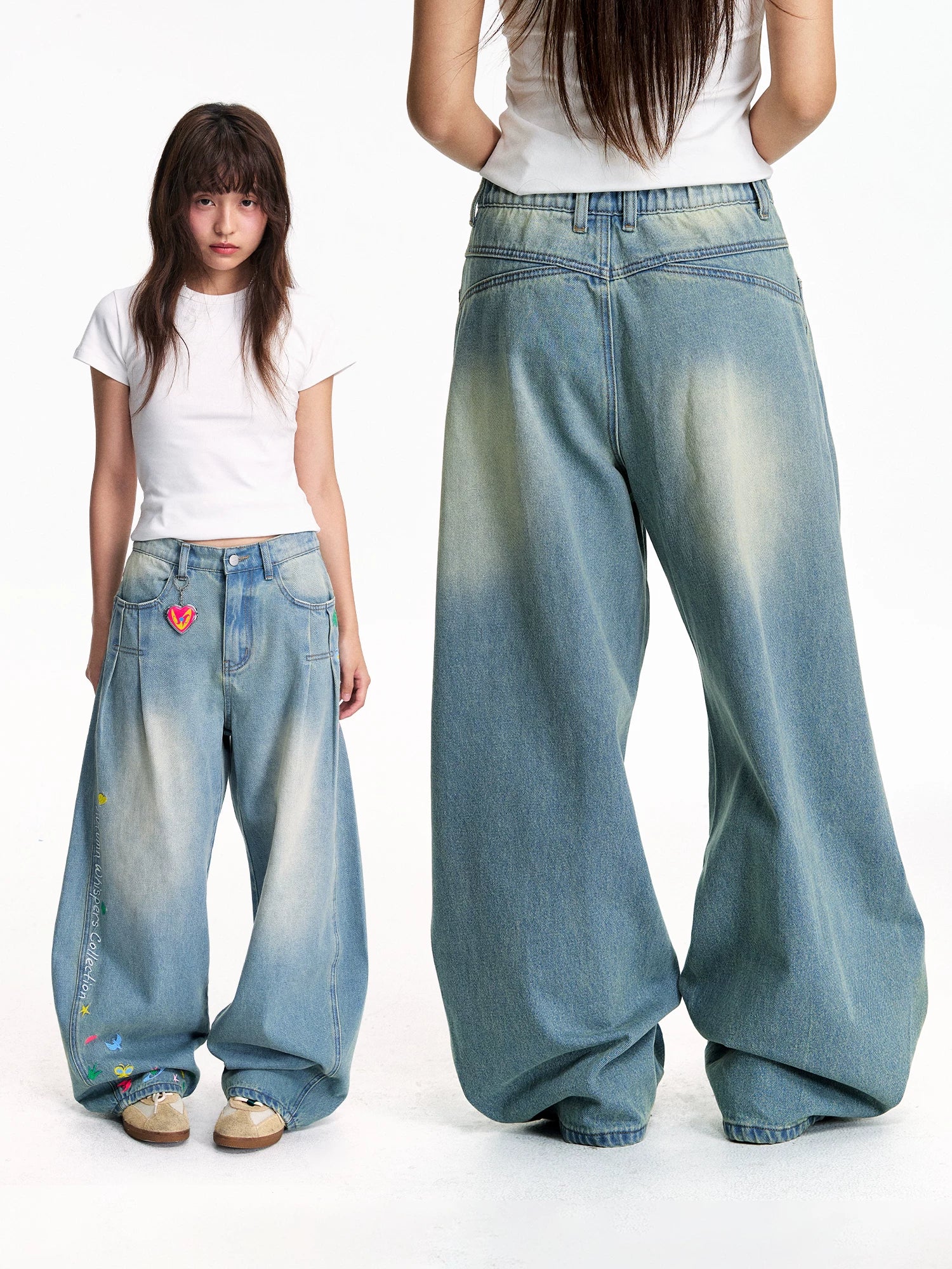 Mr. Jiangnan NewJNXS Park Elopement Wide Embroidered Scimitar Jeans