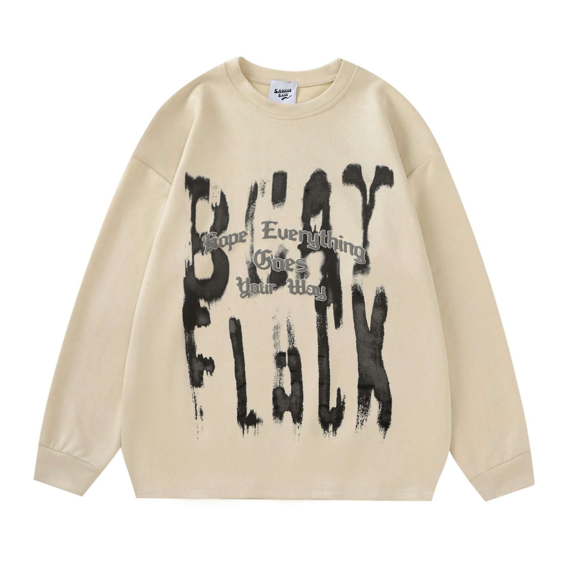 Vintage American Retro Graffiti Letter Suede Sweatshirt