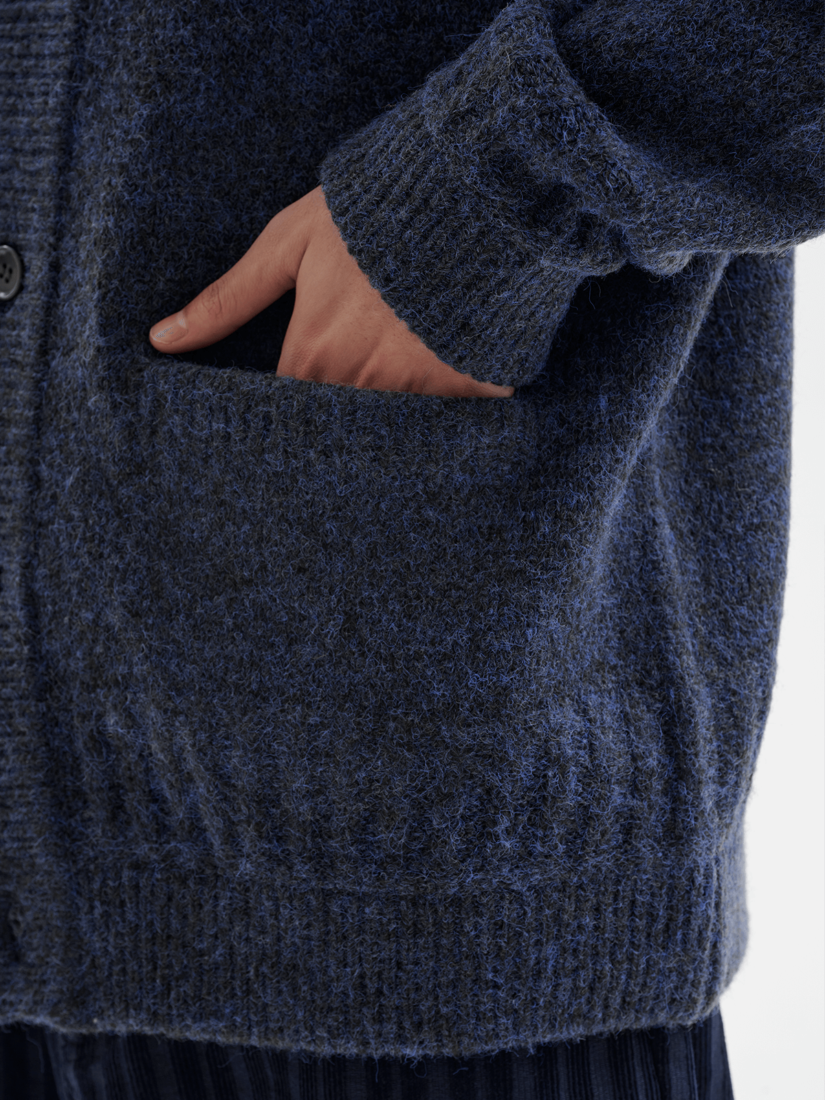 BUTTBILL Mohair Japanese Crew Neck Cardigan Sweater Jacket