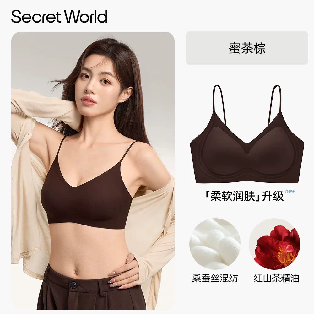 Secret World Small Breasts Collected Skinny Shoulder Straps Bra Cover