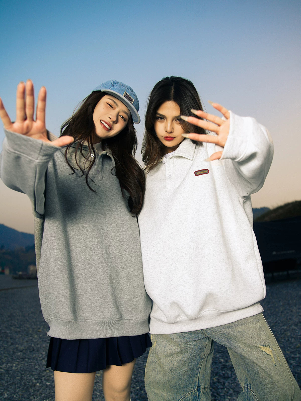 SOSTINE Polo Collar Pure Lapel Long Sleeve Top