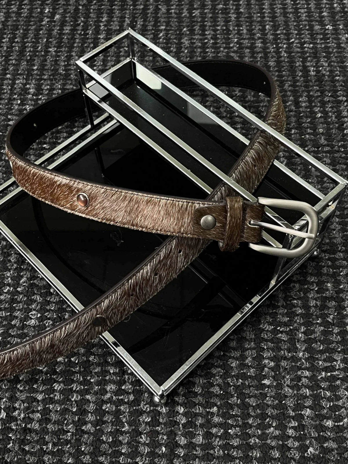 NOT UGLY Leather Hot Silver Made Old Buckle Belt