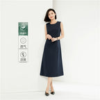 Giordano Minimalist Pleated Round Neck Sleeveless Dress