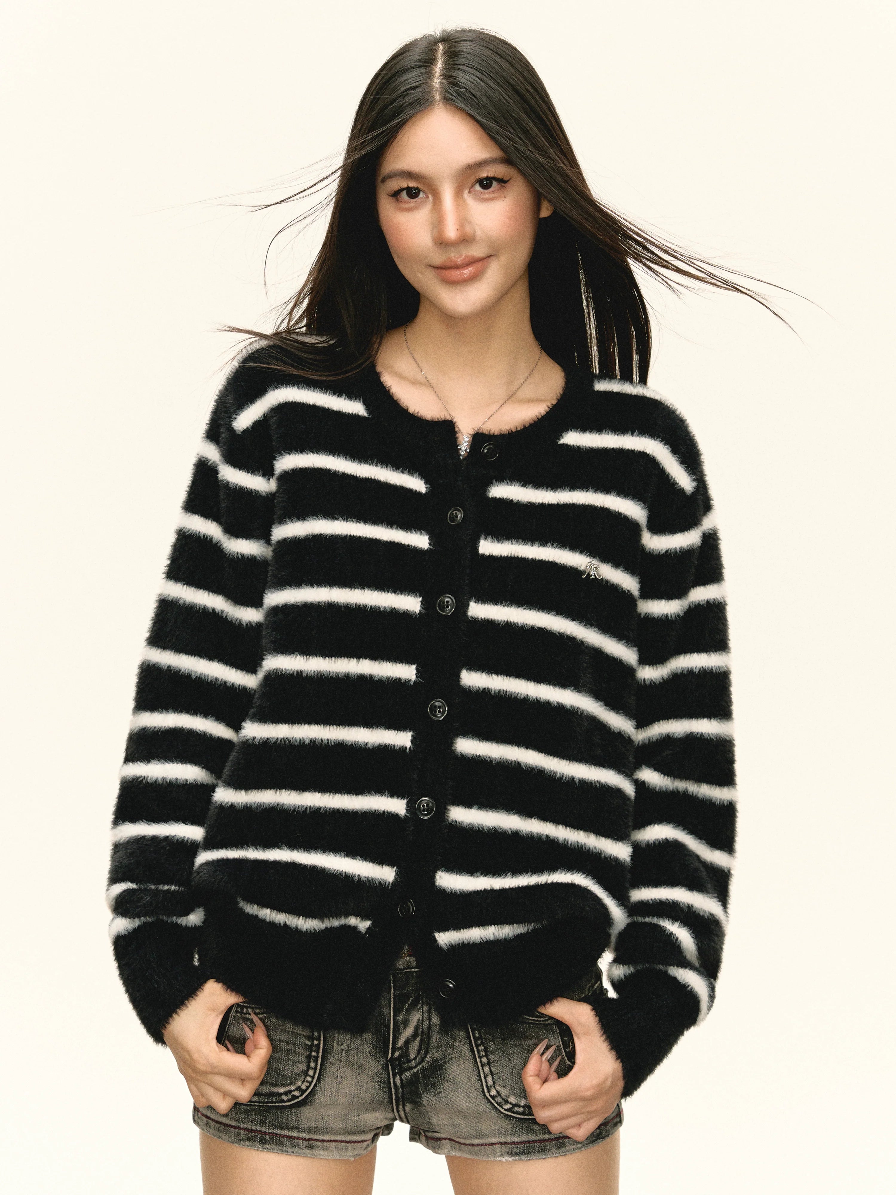 Ariseism Vintage Striped Cardigan Sweater Jacket