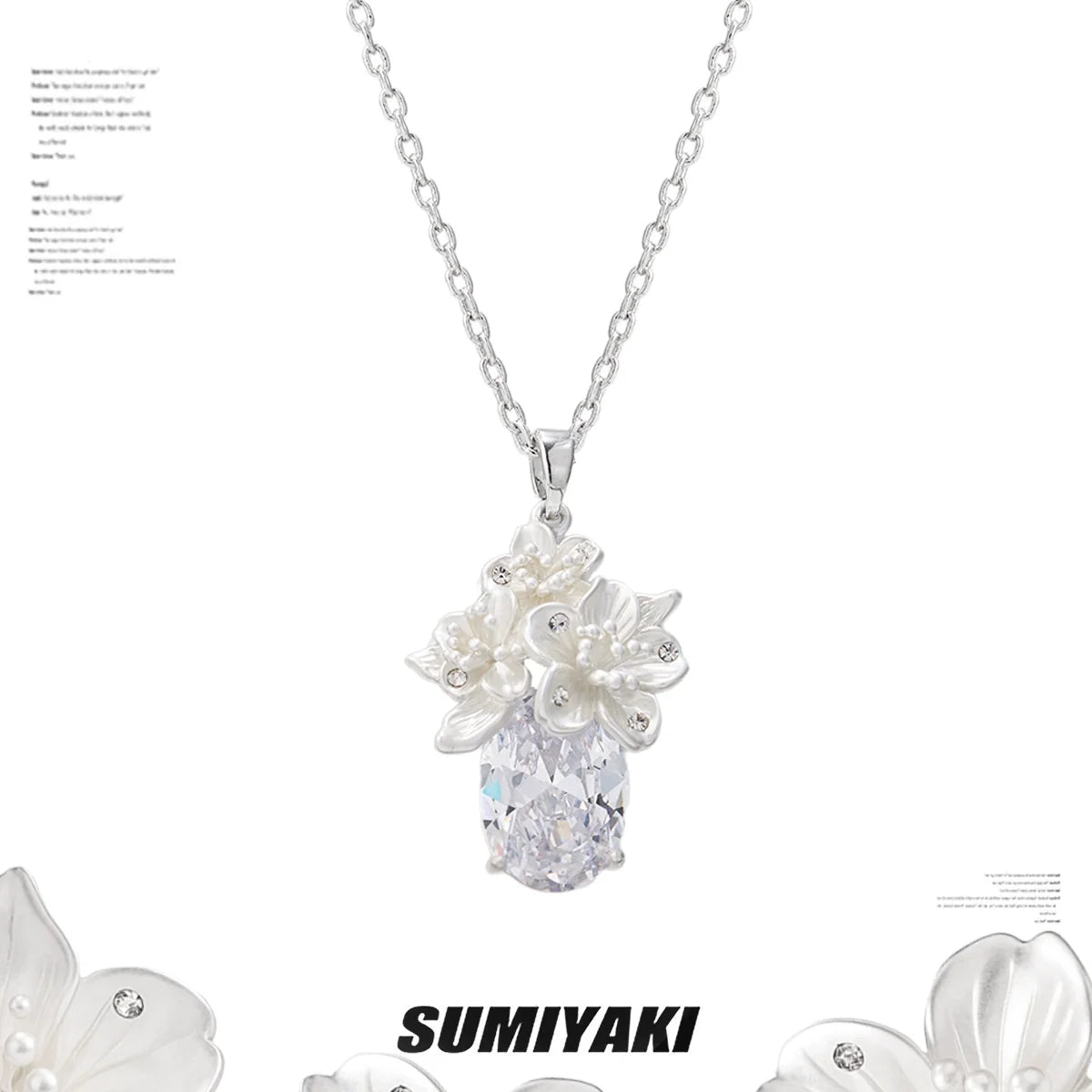 SUMIYAKI Cherry Blossom Zircon Cold Simple Necklace
