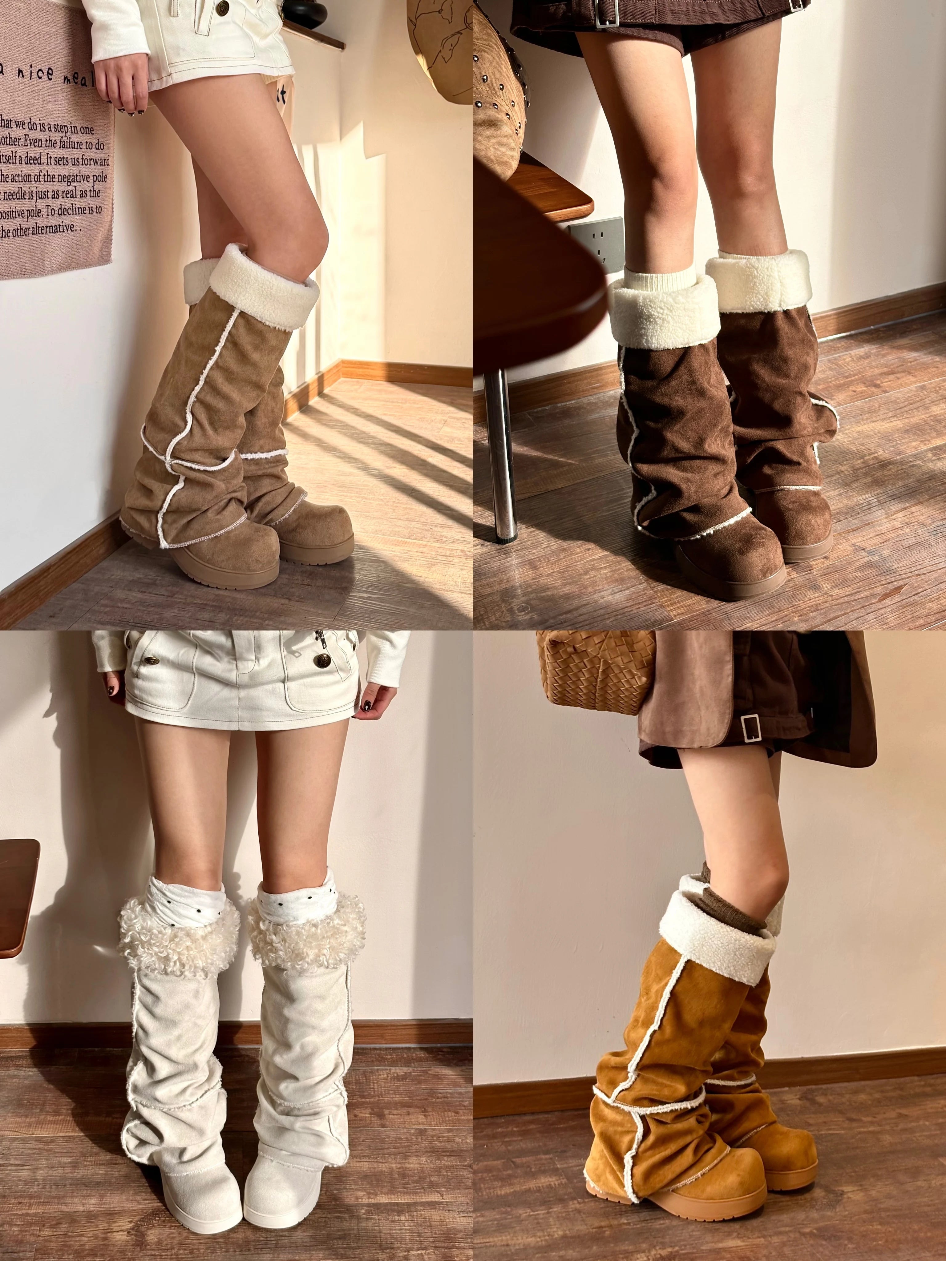 Donkey Pile Velvet Thick Sole Long Boots