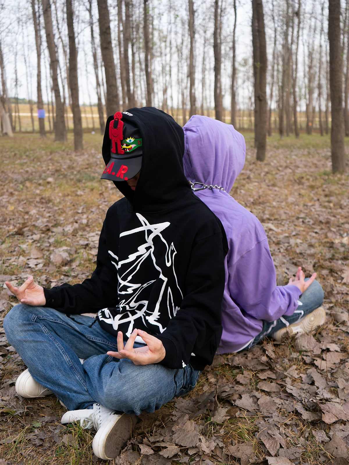 Vinkid Peace Pigeon Loose Hooded Sweatshirt