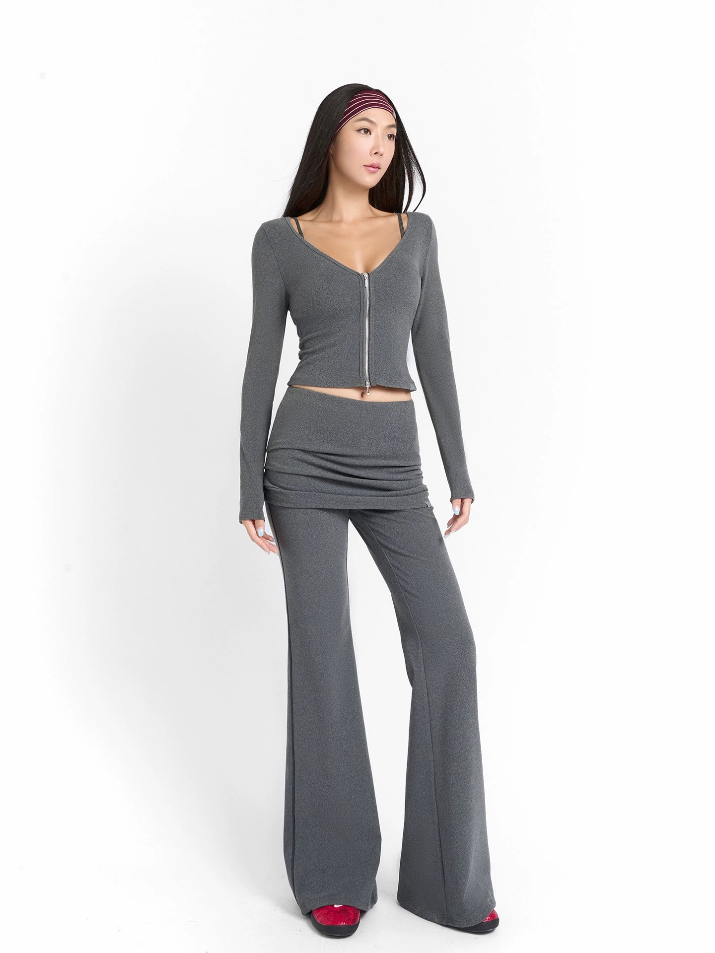 ABMY® Pleated High-Waist Flared Sweatpants