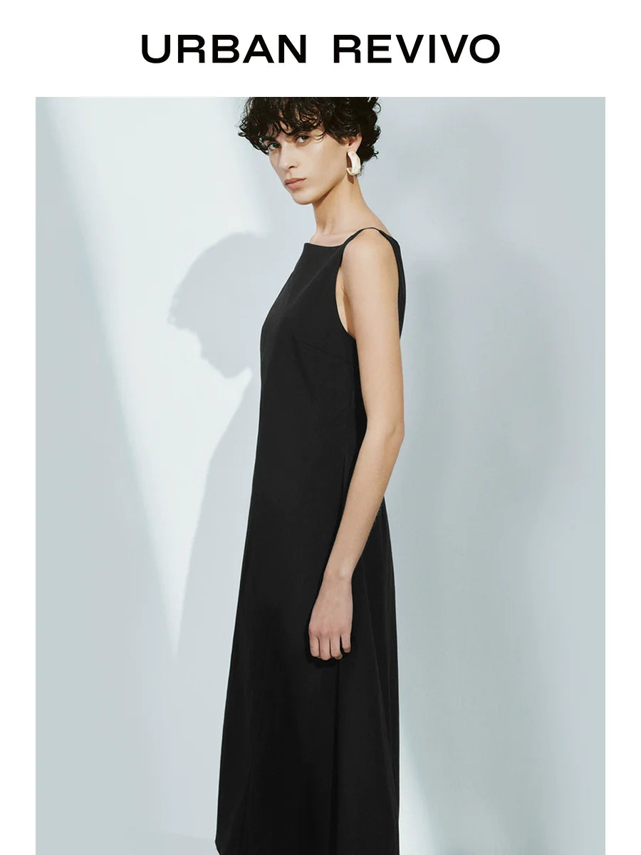 URBAN REVIVO Temperament Back Zipper Waist Sleeveless Dress
