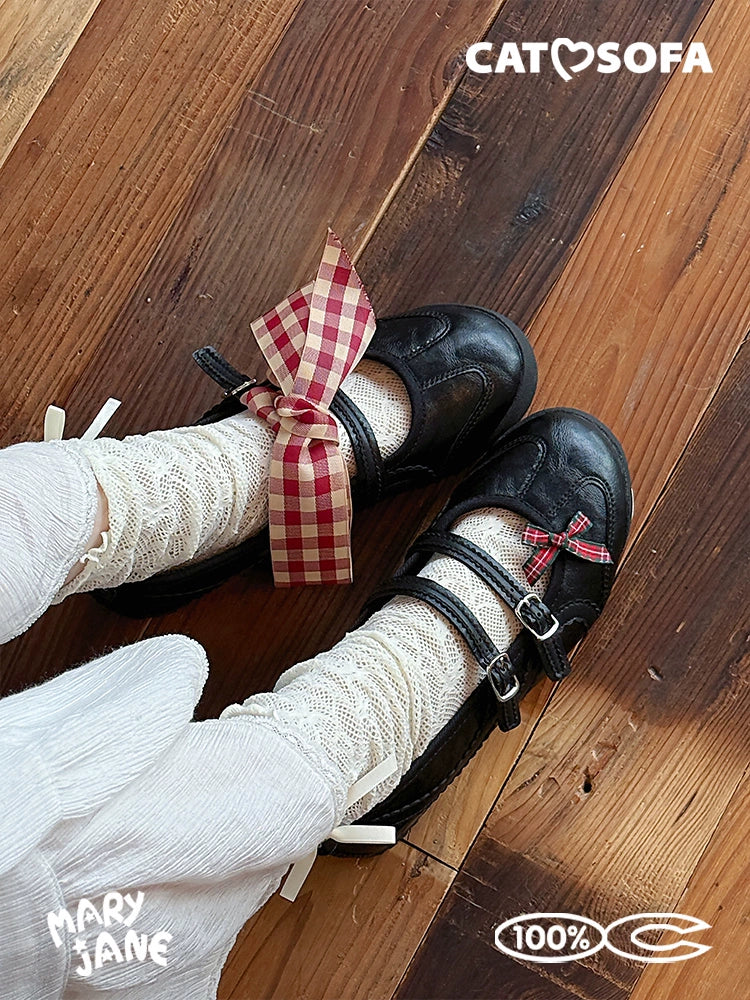 Cat & Sofa Mary Jane Black Hollow Flats