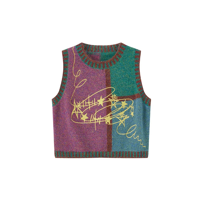 Chemical Girl Star Lighting Color Block Knitted Vest