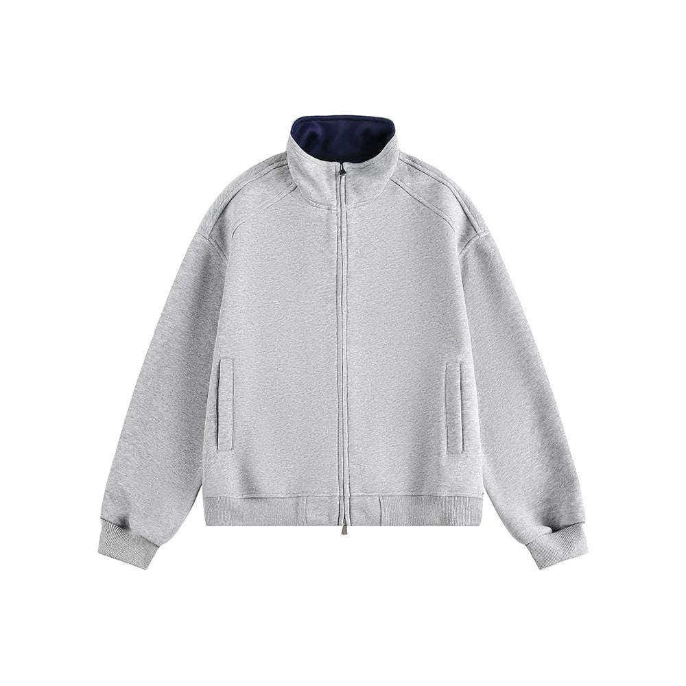 sostine Contrast Cardigan Double Zipper Jacket