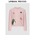 Urban Revivo Girls Embroidered Knit Cardigan