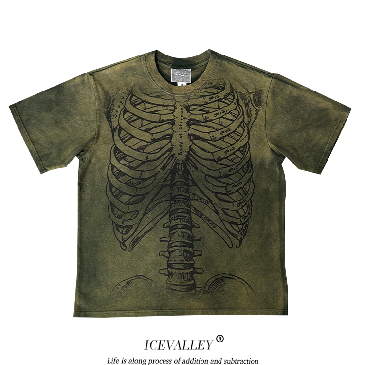 MELANIN TATTOO Skull Pattern Goth Short Sleeve T Shirt