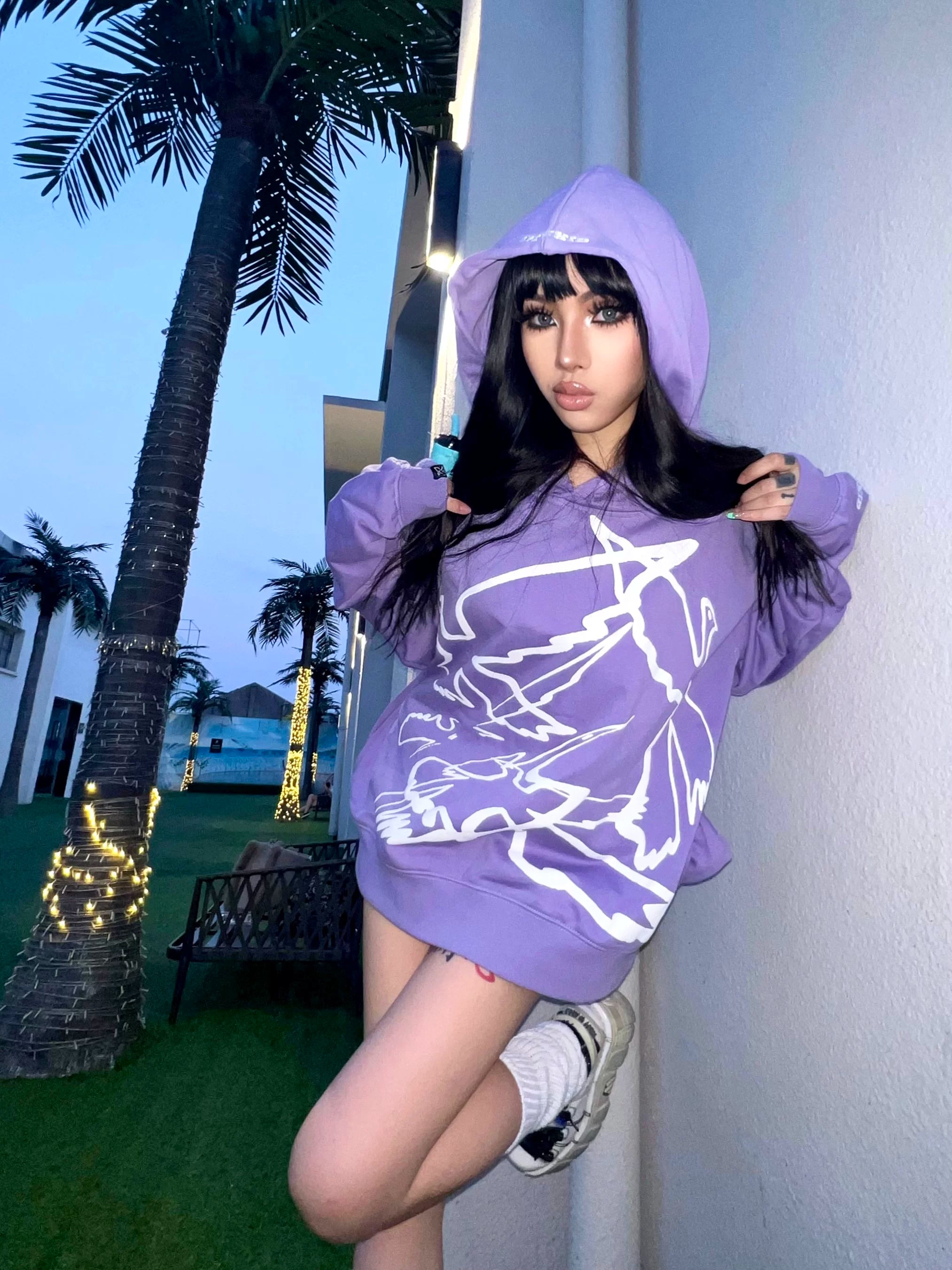 Vinkid Peace Pigeon Loose Hooded Sweatshirt