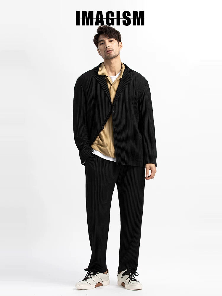 IMAGISM Japanese Non Miyake Pleated Drape Wide Leg Pants JF150