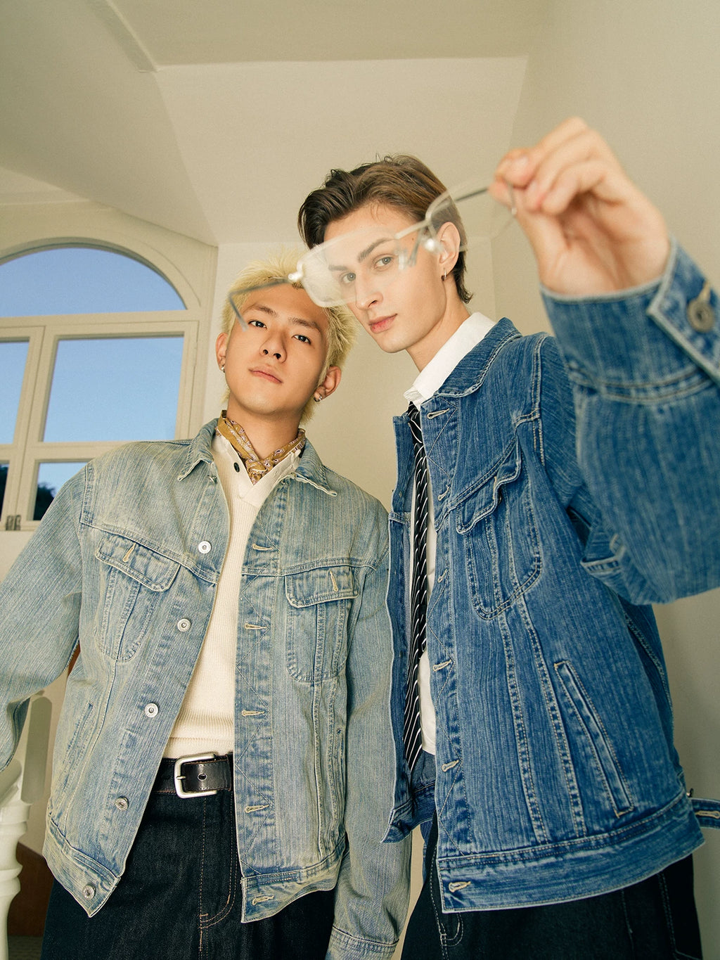 sostine Washed Texture Denim Lapel Jacket