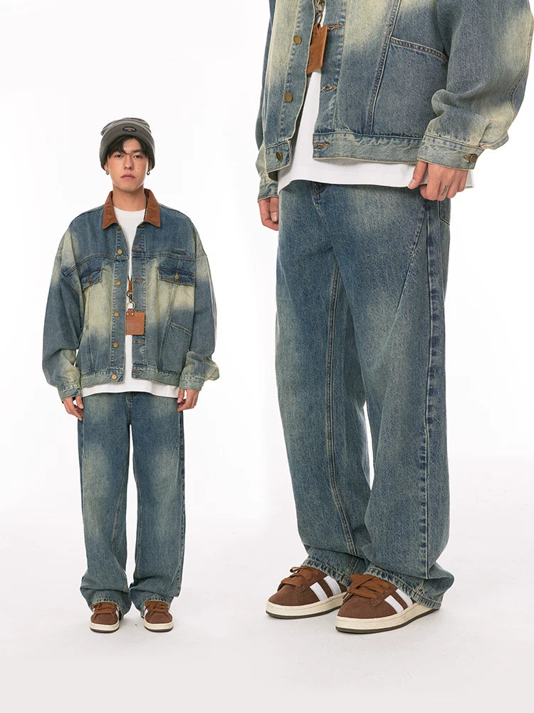 Mr. Jiangnan NewJNXS Washed Straight Casual Jeans