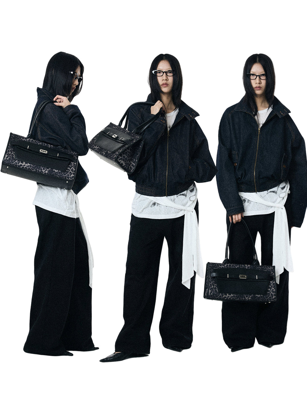 BINGBONG Miss Meri Black Panther Leather Tote Bag