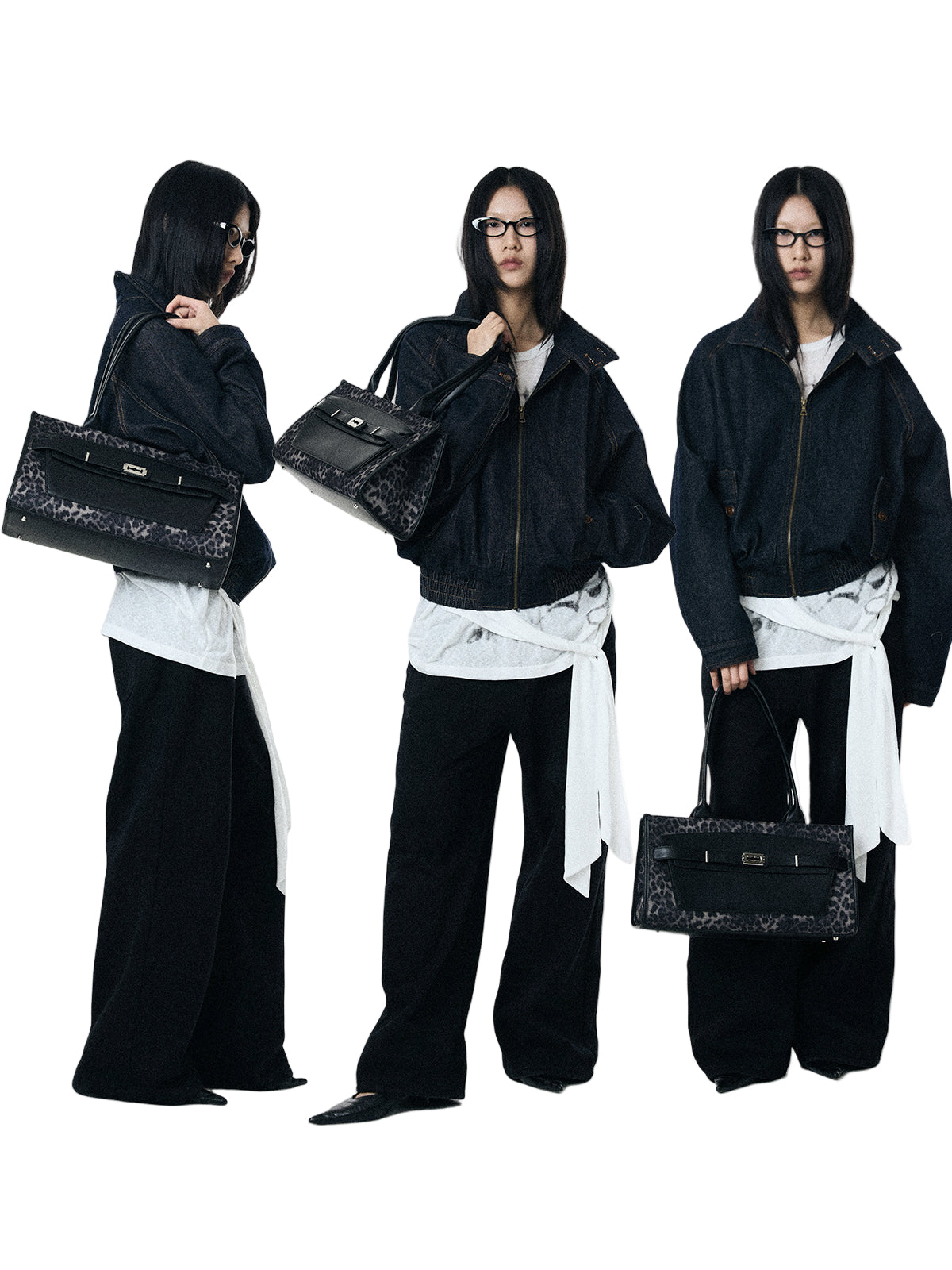 BINGBONG Miss Meri Black Panther Leather Tote Bag