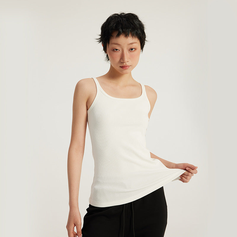 Inflation High Elastic Threaded Square Neck Suspender Bottom Shirt