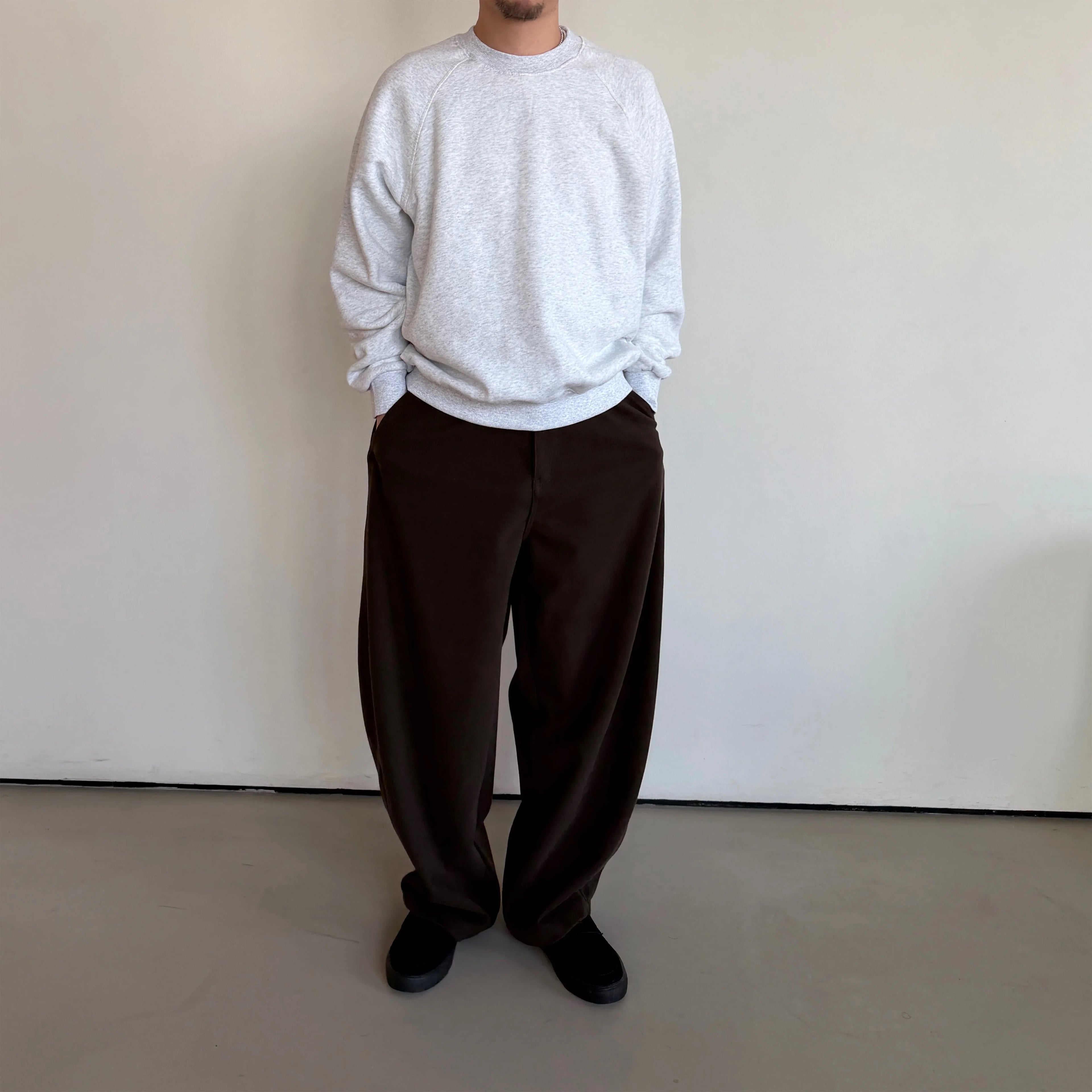 Anniehall Fleece Warm Vintage Rough Sleeve Crew Neck Sweater