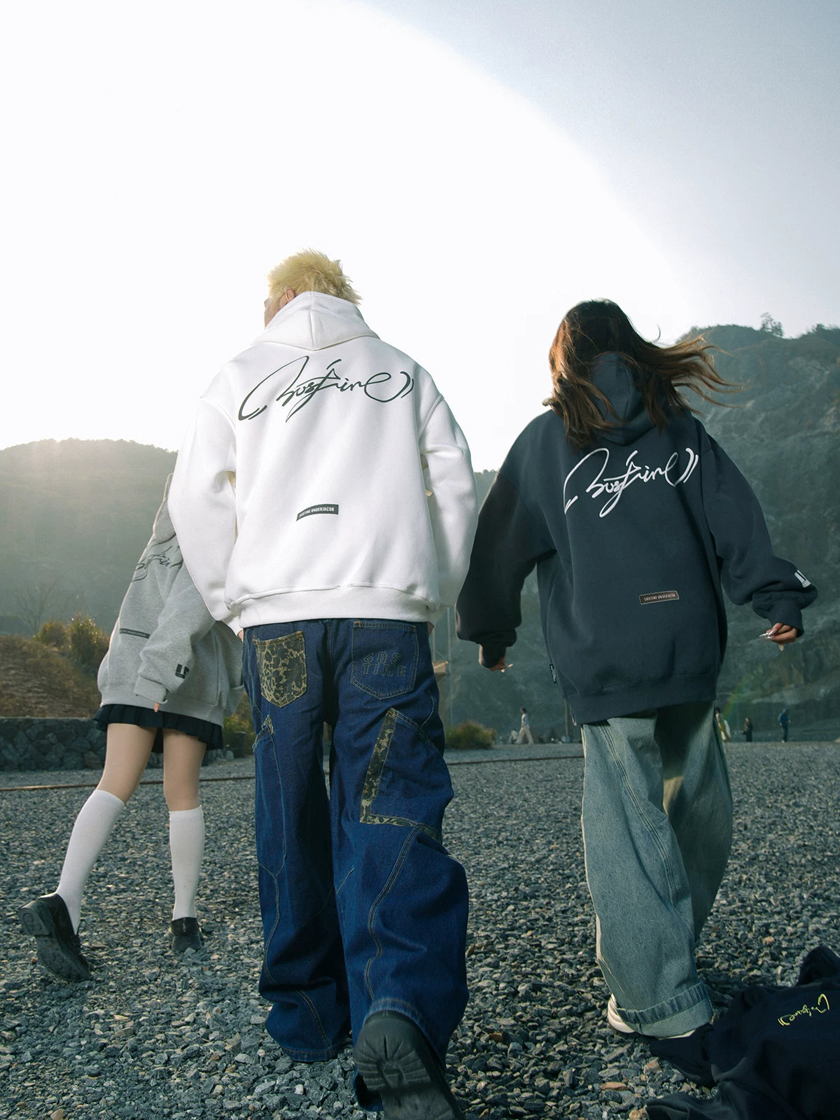 sostine Letter Design Hooded Couple Jacket