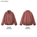 Mr. Jiangnan NewJNXS Retro Plaid Spliced Baseball Jacket