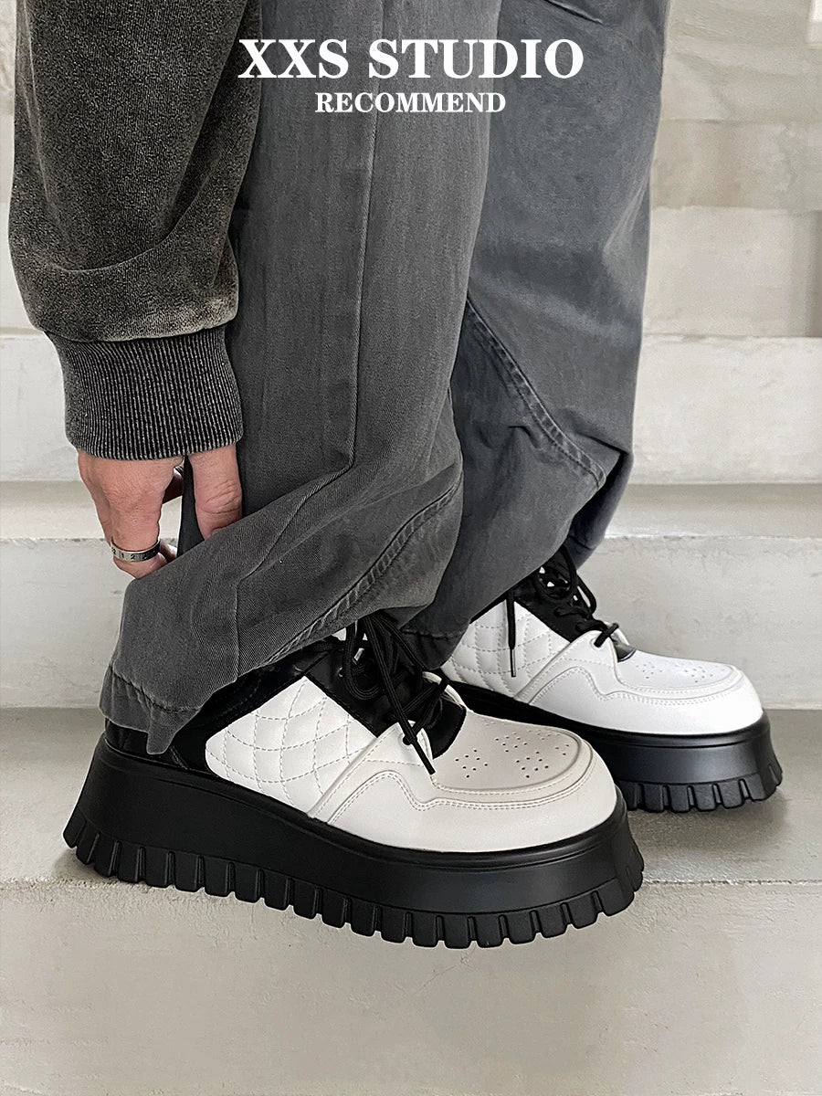 MUYIN Black White Thick Sole Muffin Sneakers