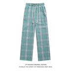 HTTAOSUP Retro Plaid Wide-Leg Pants