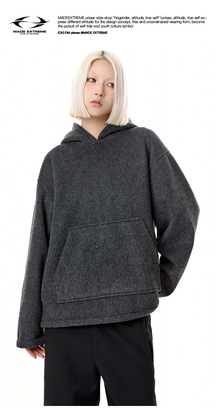MADEEXTREME Double-sided woolen silhouette Hooded Jacket