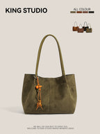 DrinKing Large Retro Suede Tote Bag