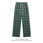 HTTAOSUP Retro Plaid Wide-Leg Pants