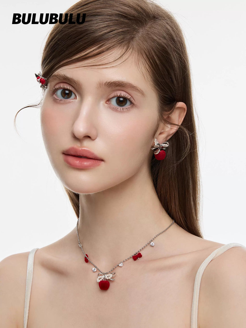 BULUBULU Apple Law Red Apple Bow Earrings