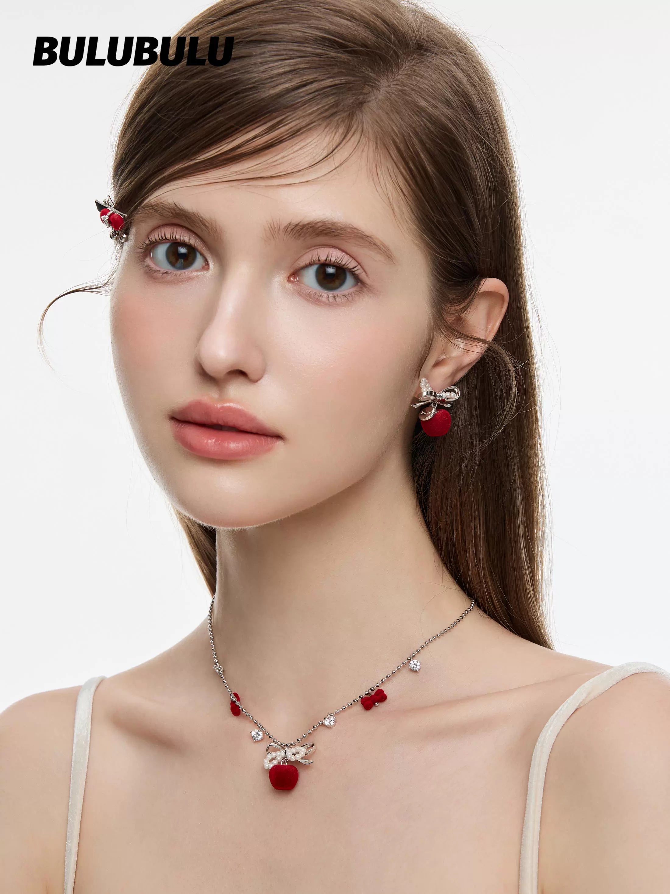 BULUBULU Apple Law Red Apple Bow Earrings